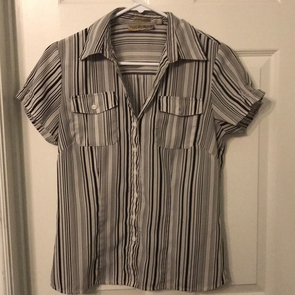 Black and white striped blouse